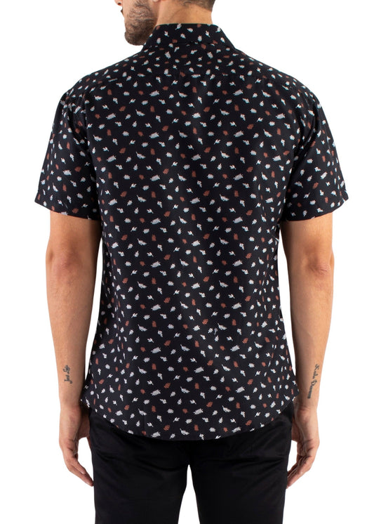 'Leafy-Blend' - Button Up Short Sleeve Shirt