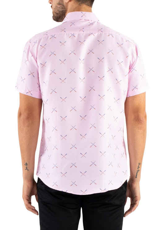 'Pink Sailor' - Button Up Short Sleeve Shirt