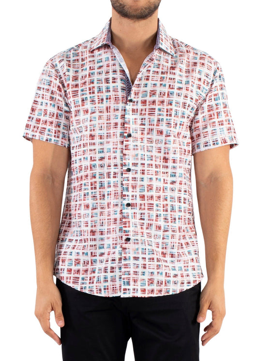 'Color square' - Button Up Short Sleeve Shirt