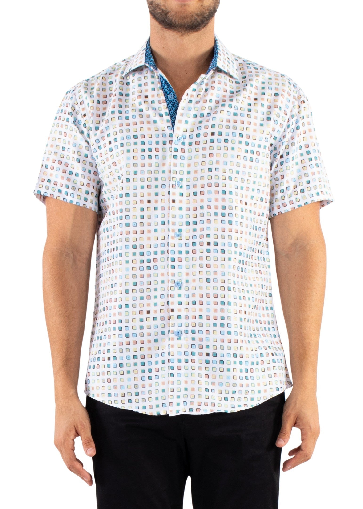 'Mini Square' - Button Up Short Sleeve Shirt – ForeverSobe